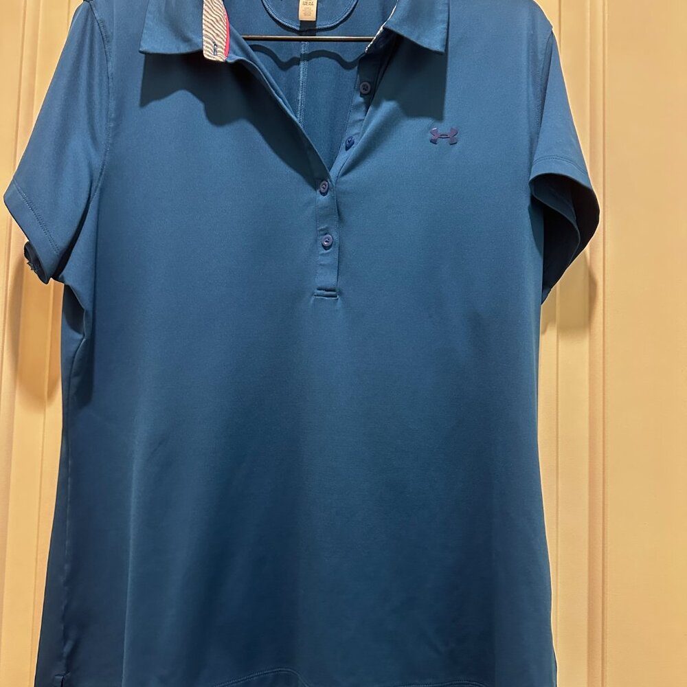 Under Armour Womens Golf Shirt Teal Blue XL